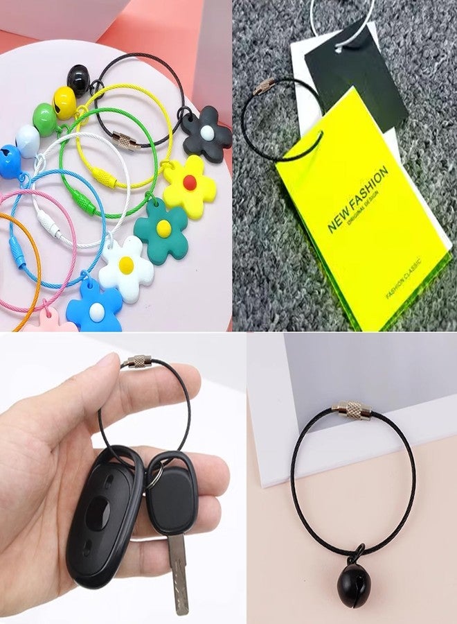 ROYHOO 50PCS Black Stainless Steel Wire Keychains Cable, Key Rings, Heavy Duty Luggage Tags Loops Tag Keepers 1.5mm Twist Barrel (Cable Length: 5.9 inches) - Image 3